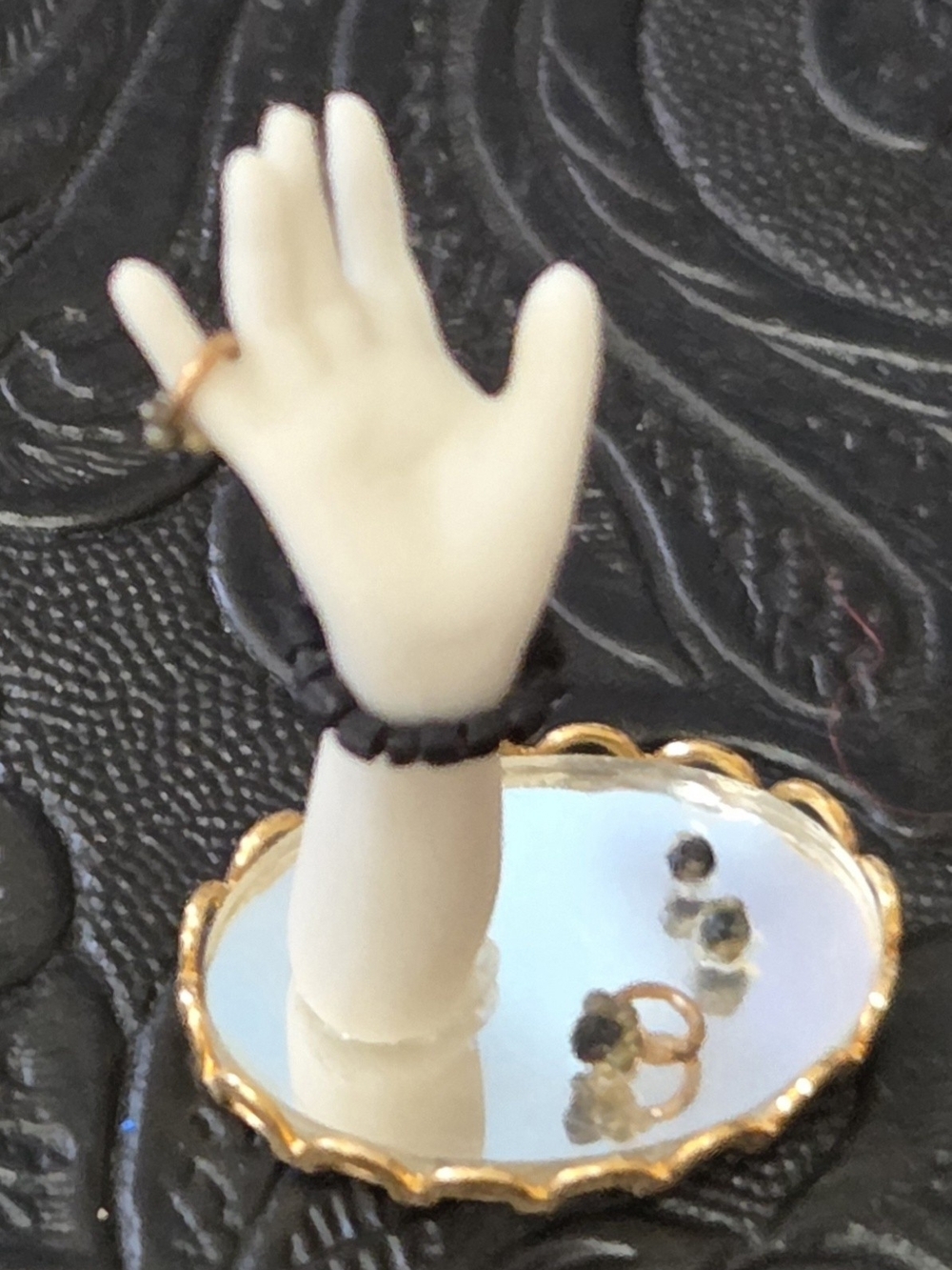 vintage 1:12  rare miniature white hand Jewelry Stand